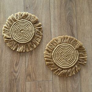 ❤️Friday Saving Sale✨☀️ Boho Woven Fringe Mats – Set of 2